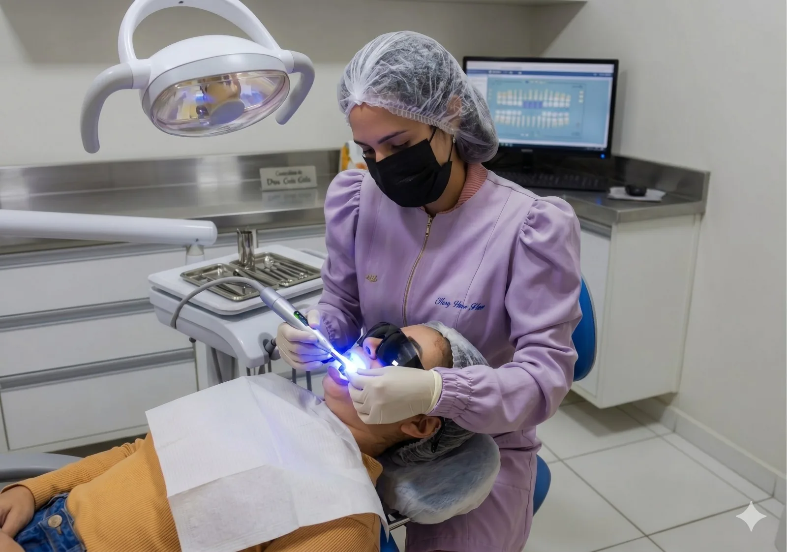 Procedimento odontológico em consultório